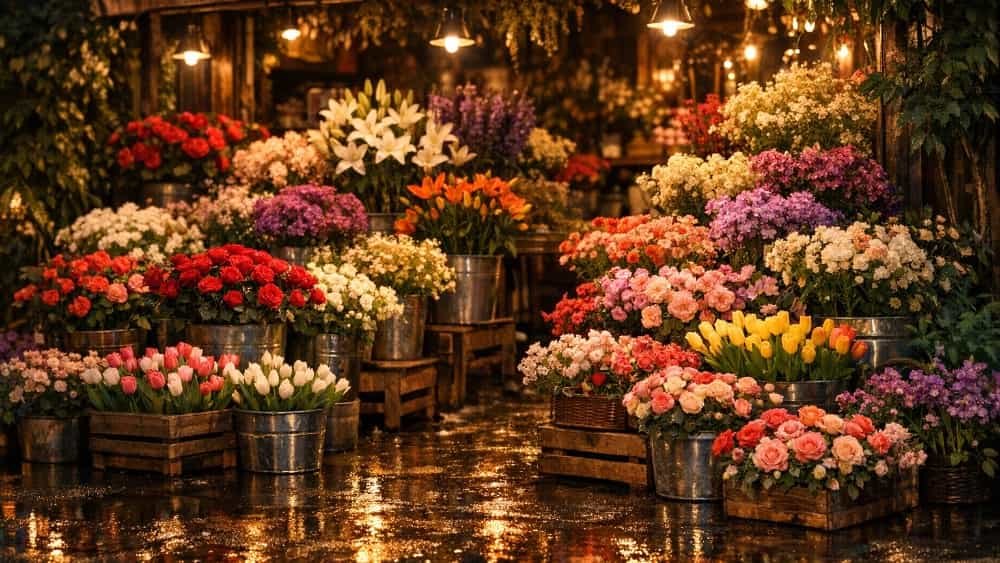 خرید از گل فروشی شبانه‌ روزی در بازار گل محلاتی
