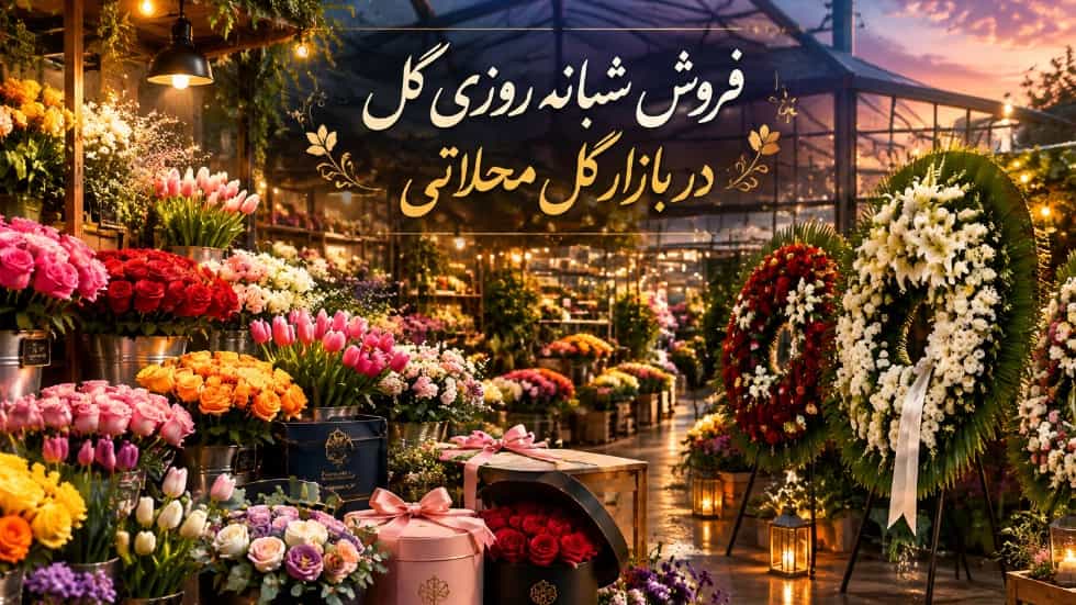 فروش شبانه روزی انواع گل طبیعی و باکس و تاج گل در بازار گل محلاتی